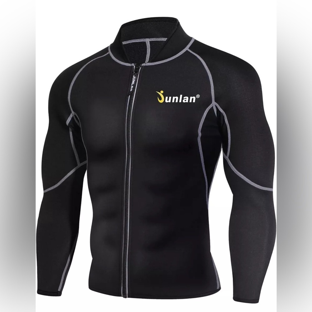 Junlan Neoprene Weight Loss Sauna Workout Body Shaper Fitness Jacket Sz Mens  S